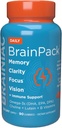 Brainiac Daily BrainPack Gummies, podporuje zdravie mozgu s Omega 3 DHA EPA DPA, Choline, B6 & B12 a lutein pre zdravie očí s imunitnou podporou, Citrus Berry Flavor, 90 ct