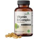 Futurebiotiká Vitamín B komplex s vitamínom C podporuje výrobu energie, nervový systém a imunitnú podporu - non-GMO, 200 Vegetariánske kapsule