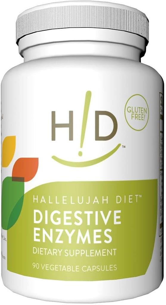 Hallelujah Diet - Tráviace enzýmy, Multi-Enzyme Nutritional Doplnky pre Dietary Support & Nutrient Absorbtion, 90 Kapsule