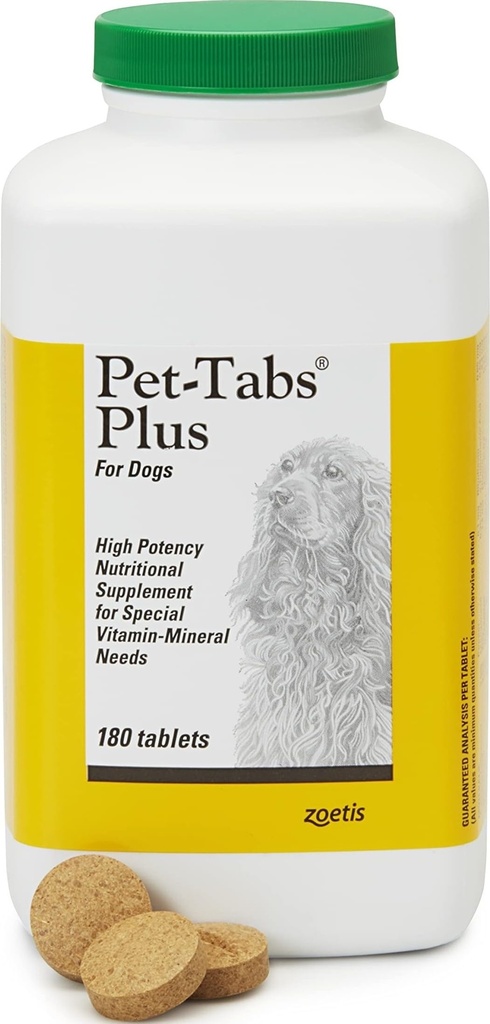 Pet-Tabs Plus Multivitamínový a minerálny doplnok pre psy so špeciálnymi nutričnými potrebami, žuvacia tableta, 180 gróf fľaša
