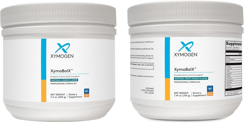 XYMOGEN XymBolX Fruit Punch a Lemon Flavor Bundle - BCAA prášok na podporu svalovej obnovy s L Arginine, Leucine, L Metionin + L Tryptophan (2 fľaše, 7.20z Každý)