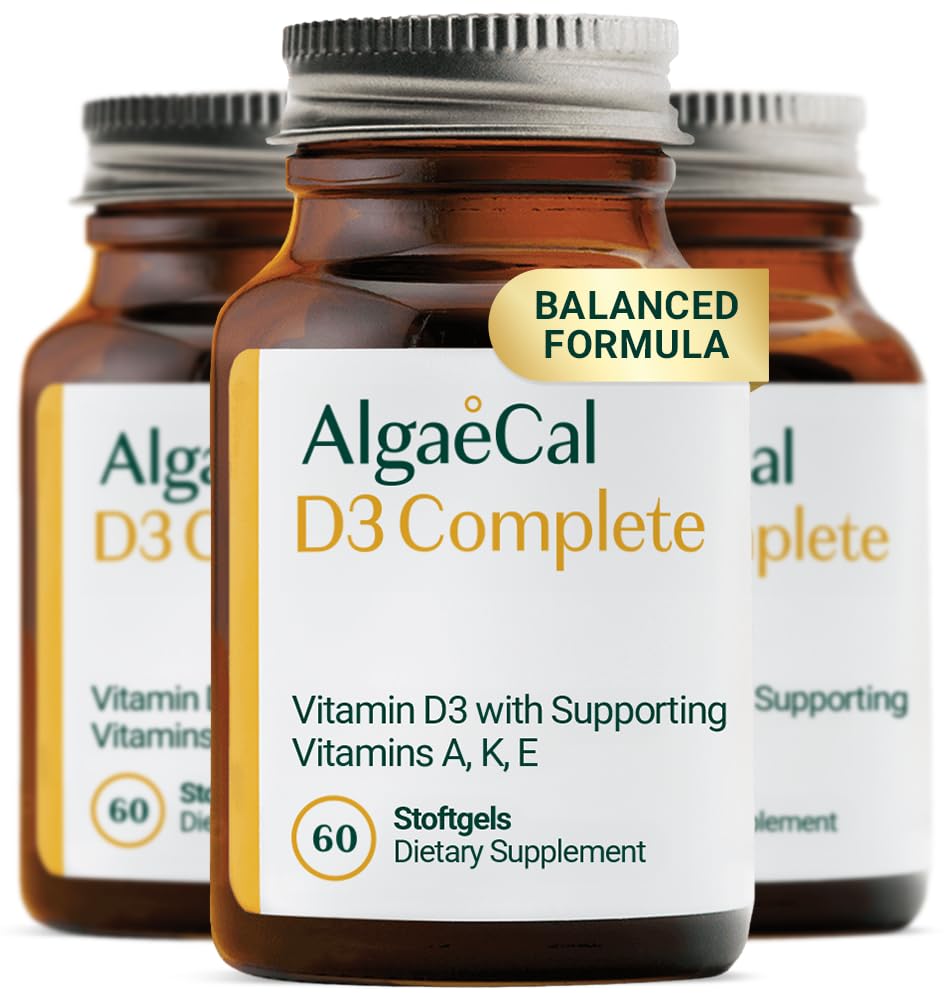 ALGAECAL 4-in-1 Vitamín D3 K2 Kompletný - ADK Vitamín Supplement, Enhanced Imunity Support & Bone Health with D3 K2, A, & E - Celotelový Wellness & Bone Strength, 60 Easy-Swallow Softgels