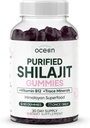 Organics Ocean Shilajit pre mužov a ženy - Prírodný doplnok s vitamínom B12, Chróm a selén pre vek-Umieranie, Energia, Hormón podpora a viac - 60 Shilajit Gummies