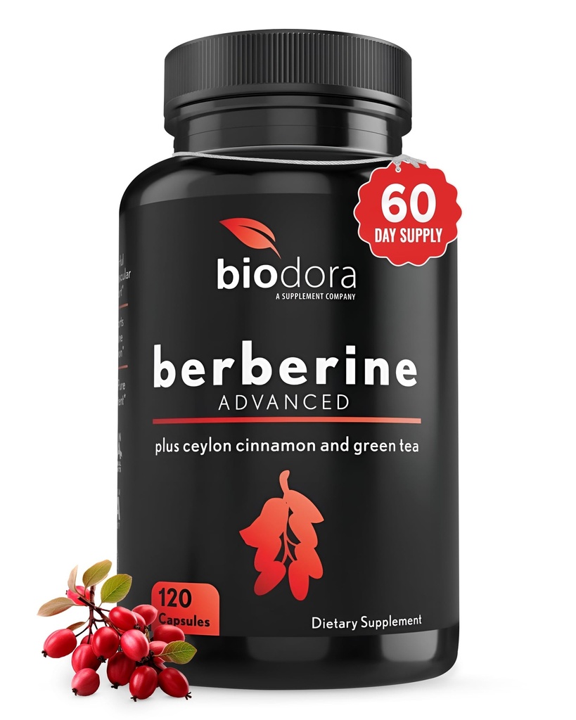 Berberine Advanced Plus s 1200mg Berberine - 100mg Ceylon škorica a 100mg extrakt zo zeleného čaju - 1400mg na dávku -120 kapsúl - 60dňová zásoba - podporuje imunitný a kardiovaskulárny systém