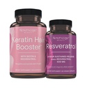 Rezervácia Nutrition Keratin Hair Booster s Biotinom a Resveratrolom, Vlasy a nechty rast doplnok, 120 Kapsule (60 Servings) & Resveratrol 500 mg, Podporuje zdravý starnutie a imunitný systém