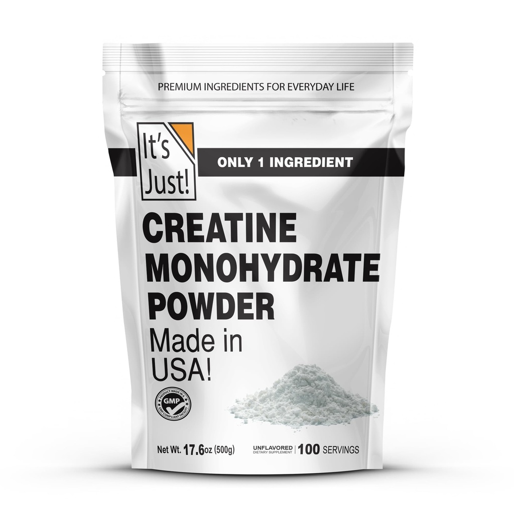 Je to len! - Kreatín Monohydrát prášok, Pure Creatin Powder, Made in USA, 3. Party Lab Tested, 5g Per Serving, Scoop Included, No Fillers, No Added Flavor (Nechutered, 500g / 100 Servings)