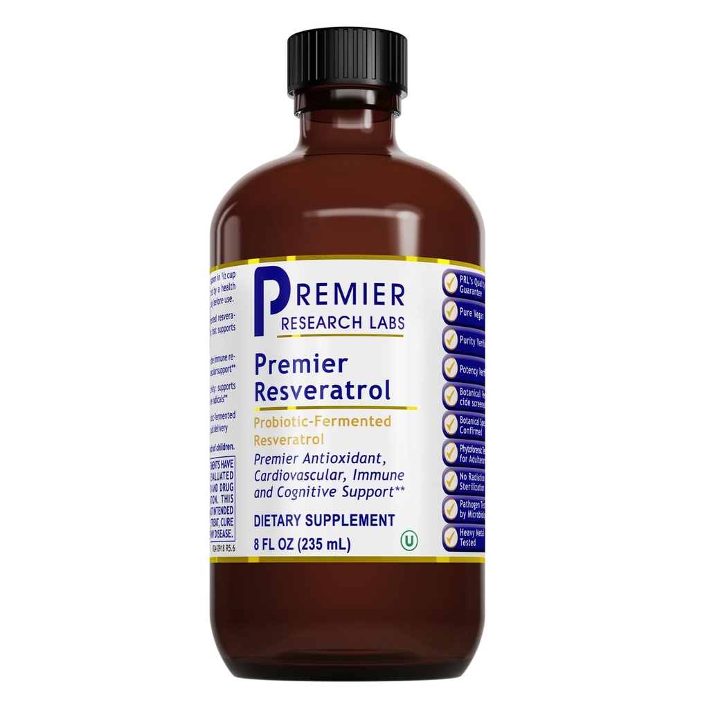 Premier Research Labs Resveratrol - Resveratrol Liquid Supplement, Trans Resveratrol, Antioxidant Support for Heart Health & Blood Flow, Aging Support, 180 mg per Teasphoon - 8 Fl Oz