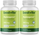 BESTVITE Pycnogenol 100mg (120 Kapsule) (60x2) - Francúzska námorná Pine Bark Extract - Žiadne stearáty - Gluten Free - Non GMO