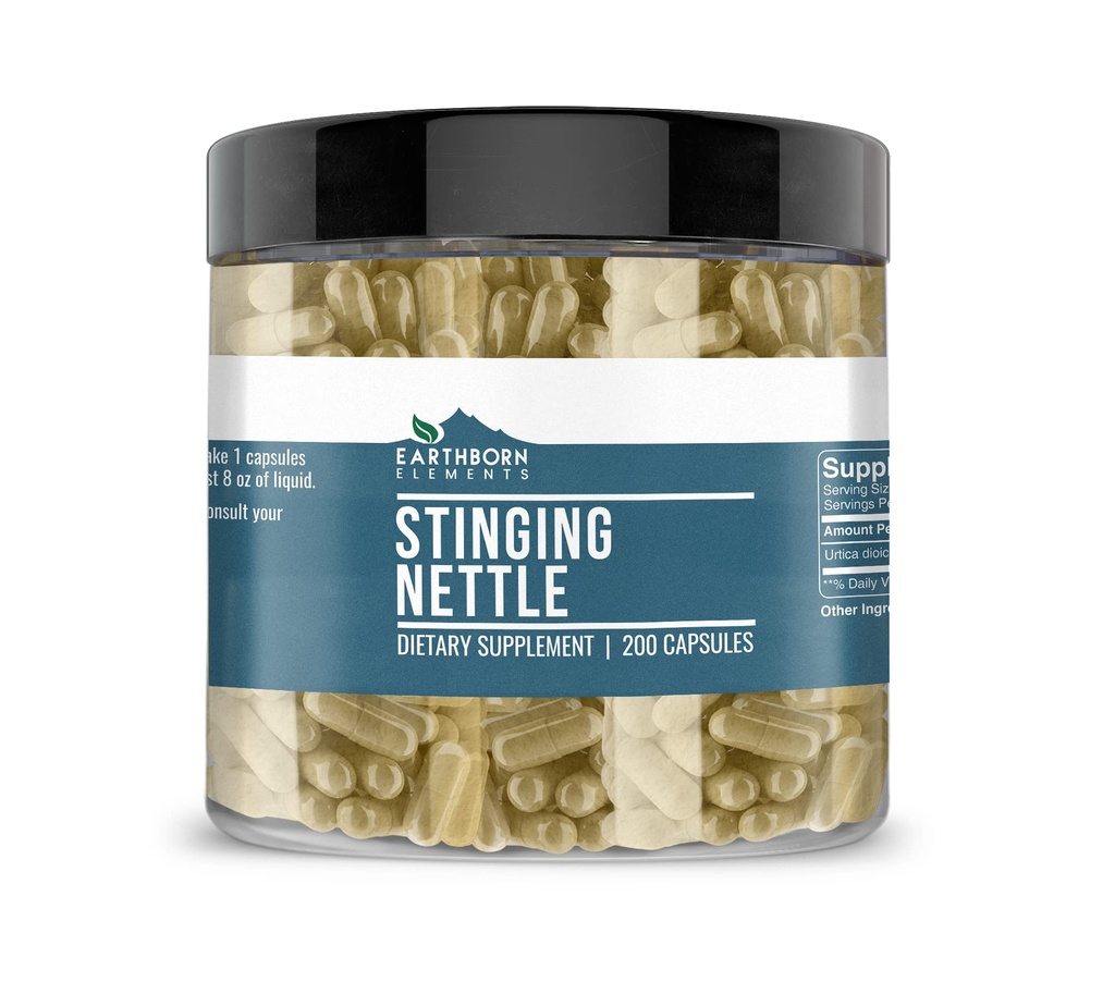 Pozemné prvky Stinging Nettle Leaf 200 kapsuly, čisté a neriedené, žiadne doplnkové látky