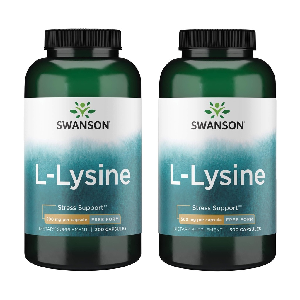 Swanson Free Form L-Lysine - Natural Supplement Propagation Stress Support & Nervisive System Health - May Propagation Calm Mood & Relaxation - (300 Kapsule, 500mg Each) 2 Balenie