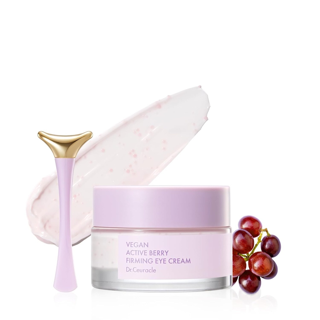 Dr. Ceuracle Vegan Active Berry spevňujúci očný krém s applikátorom - Hydrating Reveratrol liečba očí pre tmavé kruhy a opuchy, kórejská starostlivosť o pleť pre skladovanie Stuffers (32g / 1,12 oz.)