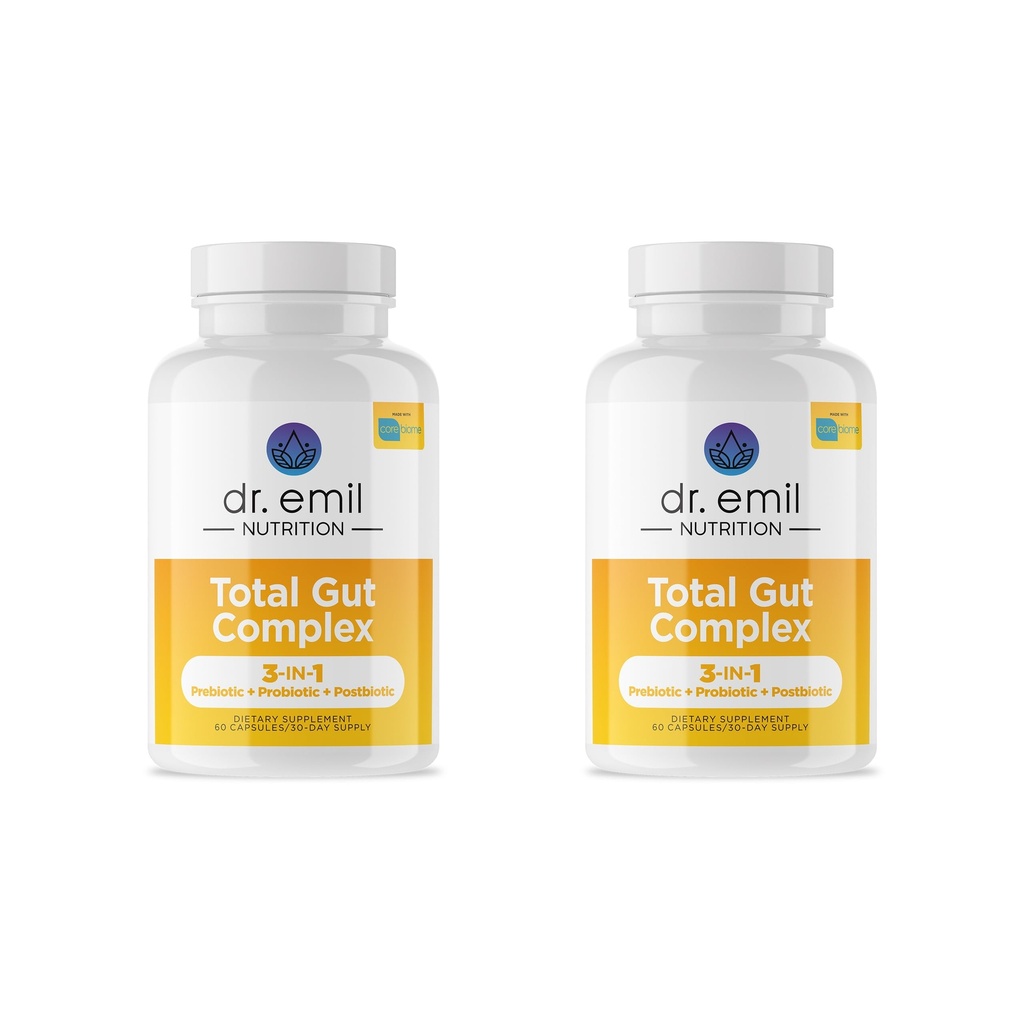 DR. EMIL NUTRITION Total Gut Health Complex - Prebiotic + Probiotic + Postbiotické Gut zdravotné doplnky pre ženy a mužov - Probiotiká pre Digestive Health & Gut Health, 120 Kapsule