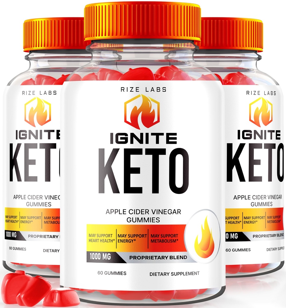 Rize laboratória (Pack of 3 Ignate Keto ACV Gummies, for Advanced Weight Loss, Keto Ignite Supplement (180 Gummies)