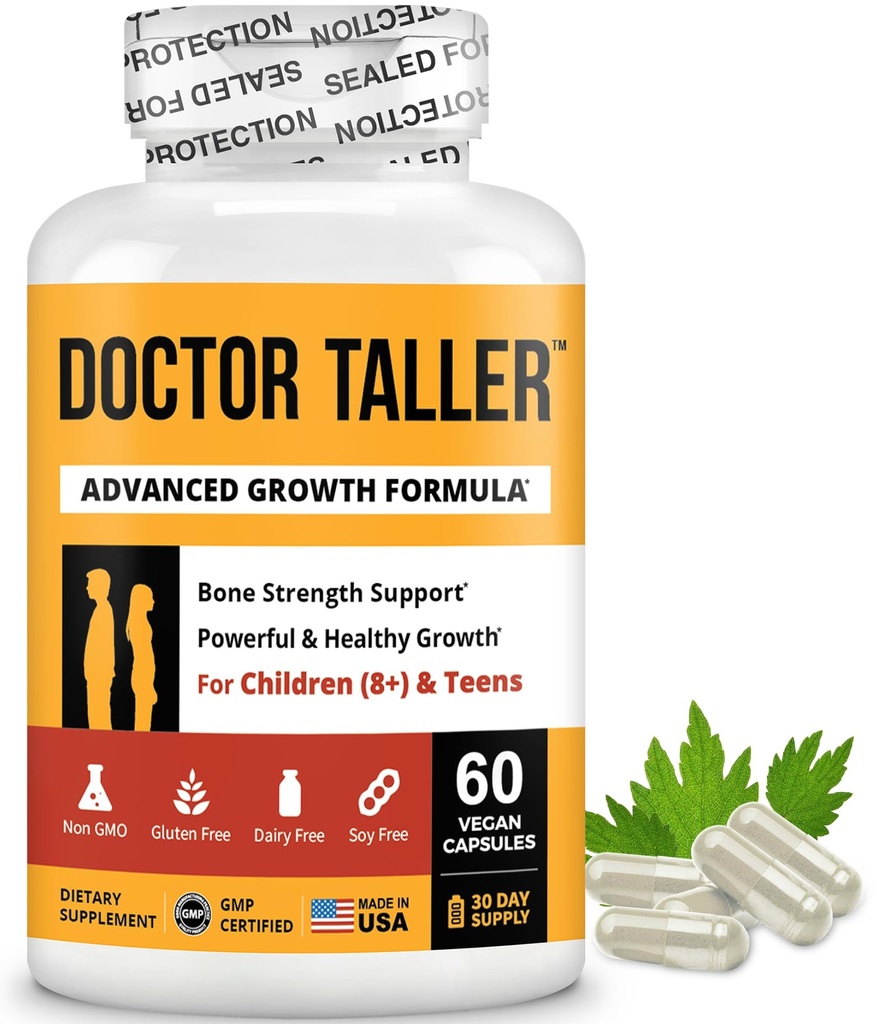 NuBest lekár Taller - Bone Strength Supports, Enhance Immune System - Keto s vápnikom, vitamín D3, vitamín K2, aminokyseliny a byliny pre deti (8+) - 60 Vegan Kapsule 1 Mesiac Zásoba