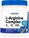 Nutricost L-arginín komplex (Blue Raspberry, 60 Servings) - Gluten Free, Non-GMO
