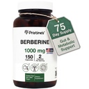 Pristinine Berberine Supplement Kapsule - 1000 MG 75 Day Supply 150 Kapsule - Heart, & Imunity Health Support Antioxidant - Tráviace Tract & Healthy Gut Flora Support