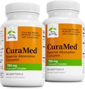 Terry Prirodzene CuraMed 750mg - Antioxidant doplnok pre zdravie mozgu a srdca - Doplnok s vysokopevnostným komplexom Curcumin - Obličky, pečeň a imunitné zdravie Podpora - 60 Softgels (Pack of 2)