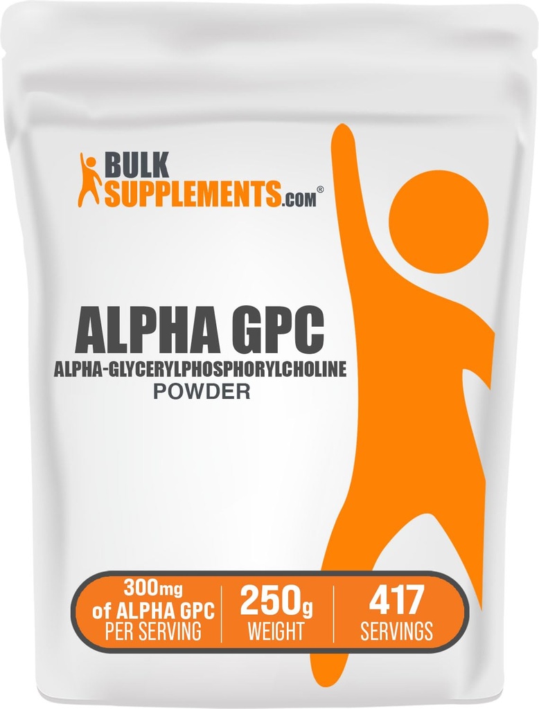 BulkSupplementments.com Alpha GPC Powder - Choline Supplements, Alpha GPC 300mg - Unflavred & Gluten Free, 600mg per Serving, 250g (8,8 oz) (Pack of 1)