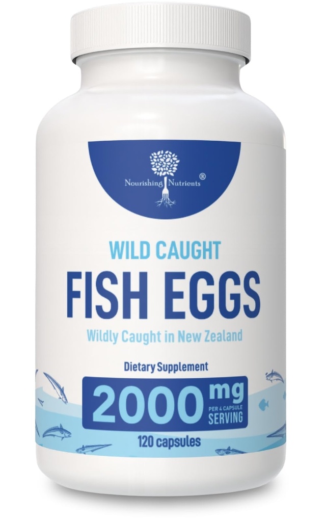 Wild Caught Fish Eggs 2,000mg - Omega 3 Supplement for Eye, Brain Health, Supports Imunity, Bones and Teeth, Mood Support with Omega 3-6-9 Fish Egg Capsules