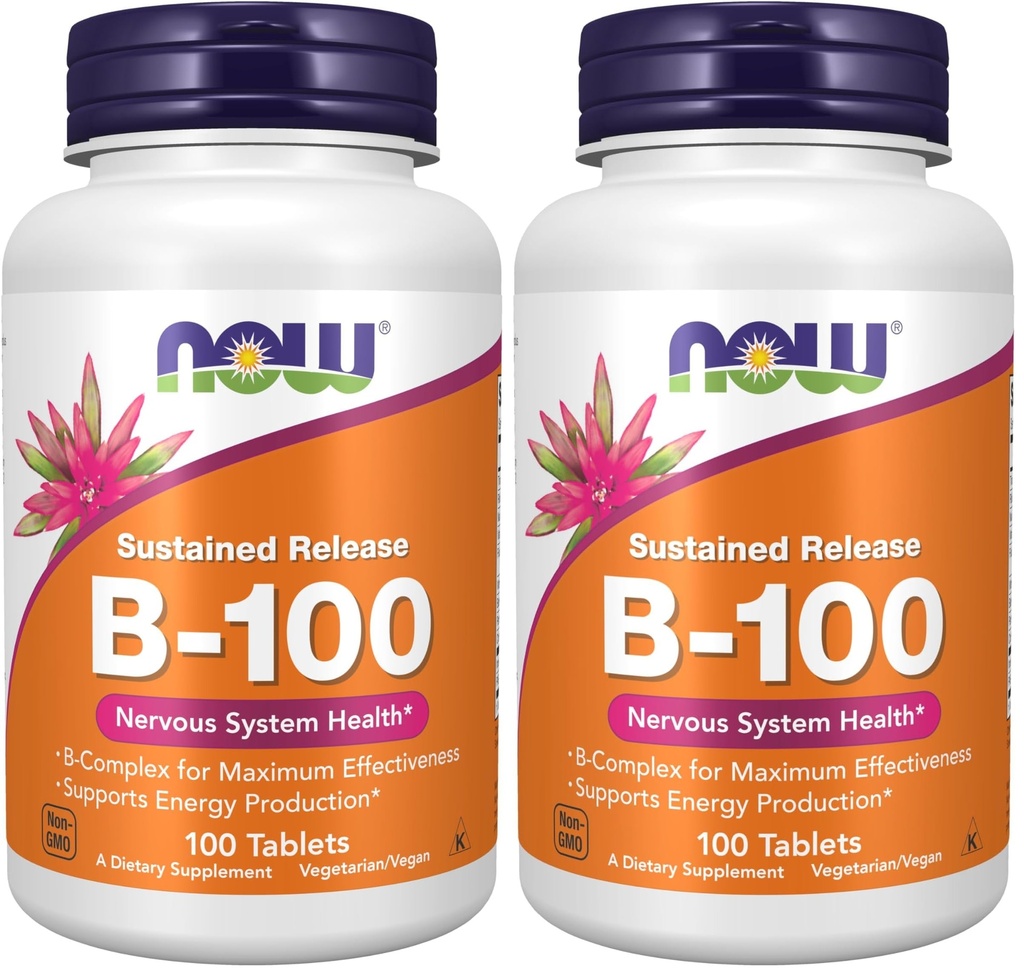 Teraz doplnky, vitamín B-100, udržateľné uvoľňovanie, výroba energie*, zdravie nervového systému*, 100 tabliet (dávka 2)