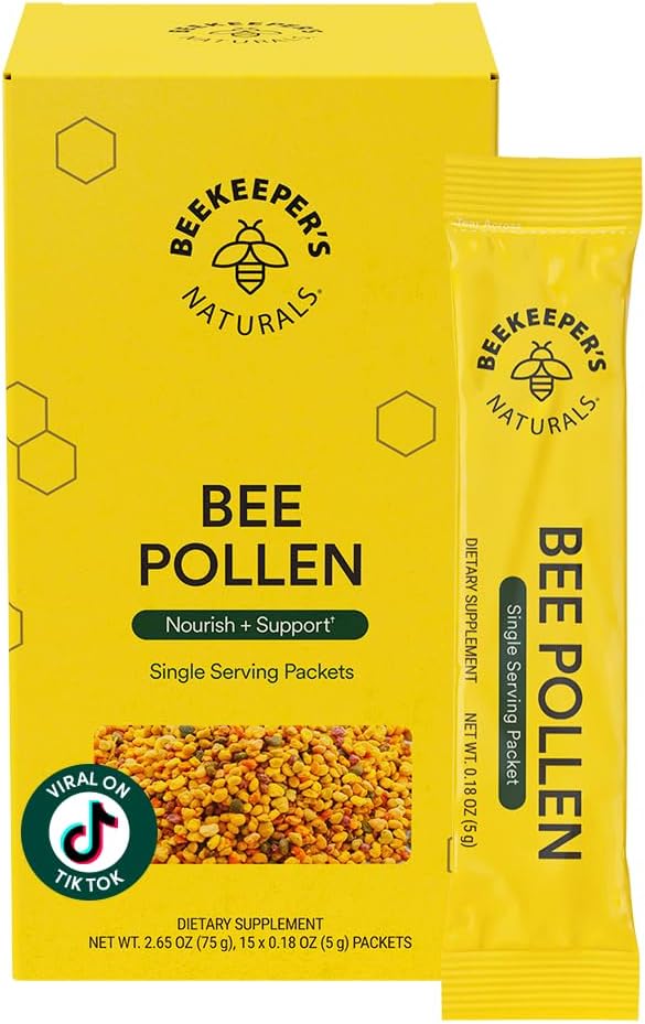 Včelárske prírodné - 100% Raw Bee Pollen Stick balenia, Prírodné konzervované enzýmy, Zdroj vitamínu B, minerály, aminokyseliny a proteíny - Paleo & Keto Friendly, Gluten Free (15ct)
