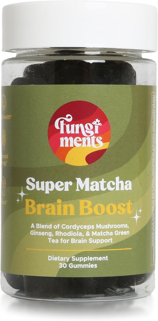 Fungimenty Super Matcha - Cordyceps Huby, Green Tea Powder, Ginseng, Rhodiola - Denná energia a vytrvalosť (30 Huby huby)
