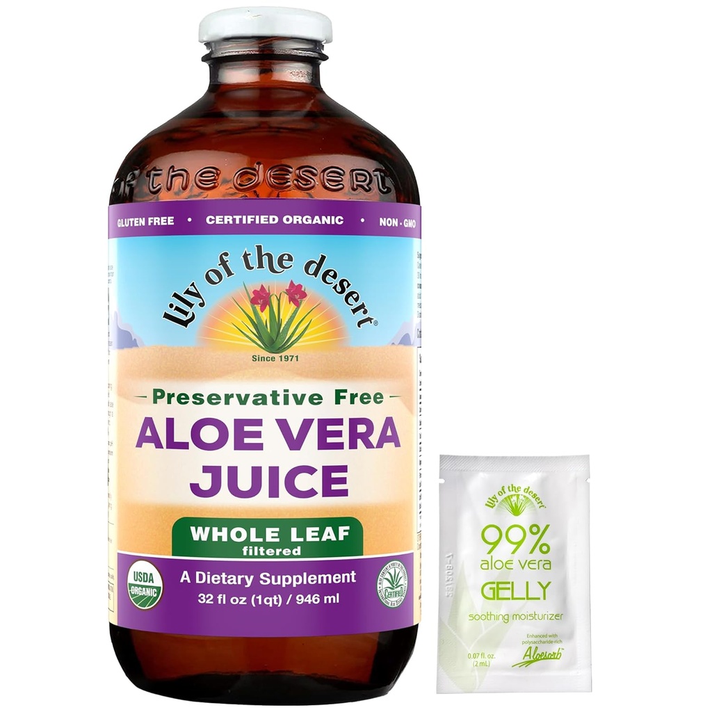 Lily Desert Aloe Vera Juice, Konzervačné zadarmo - celý list Aloe Vera nápoj s prírodnými vitamínmi, Digestívne enzýmy pre zdravie Gut, Žalúdok Relief, Wellness, Žiariaca koža, Gelly Sachet v cene