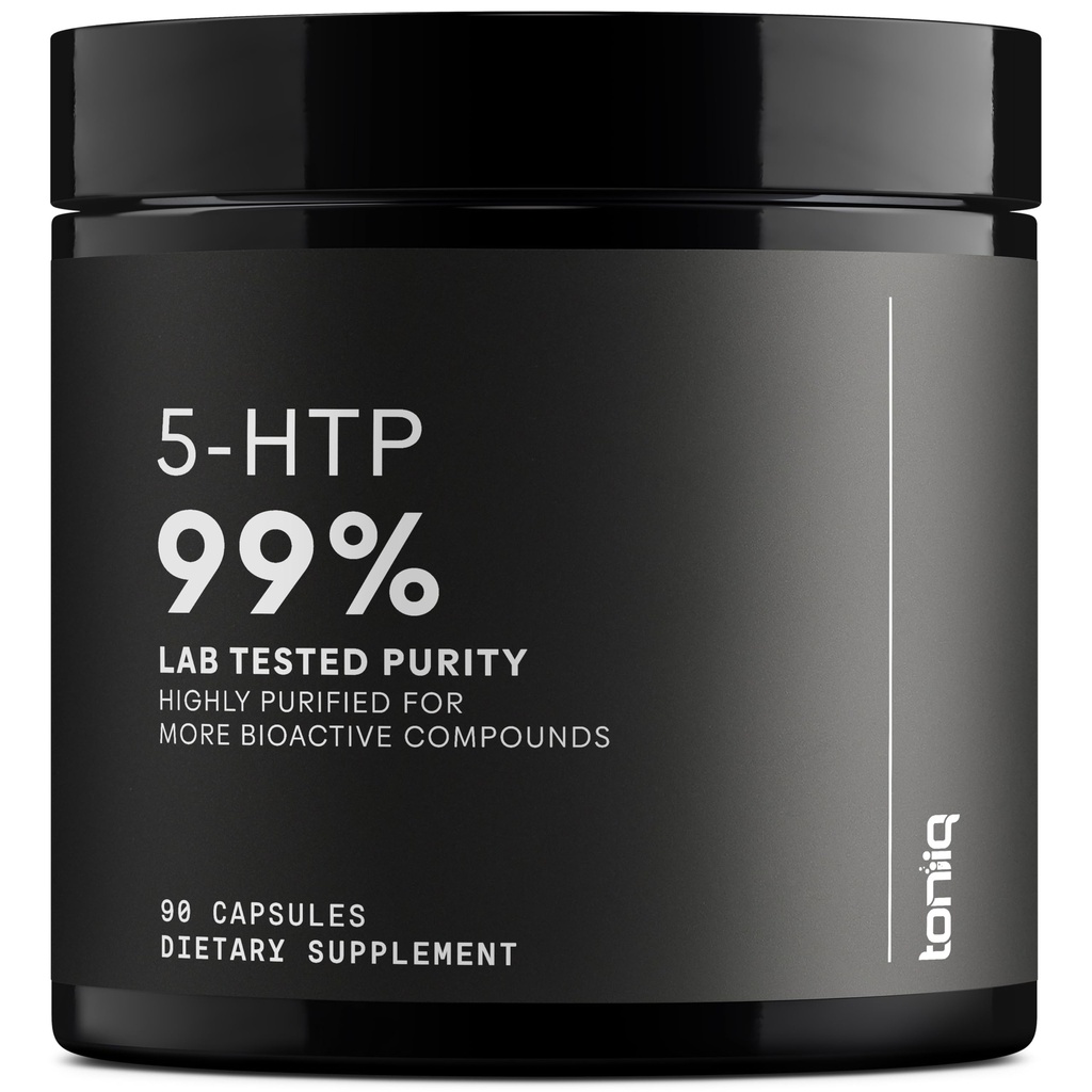Toniiq Ultra vysoká sila 5HTP kapsuly - 99%+ Vysoko čistený a biologicky dostupný - 12:1 Koncentrovaný extrakt - 200 mg - 90 Veggie Kapsule