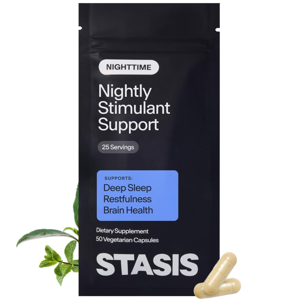 Stáza Nighttime - Pokojné a spánkové kapsule do páru so stimulantom - Skullcap, Magnolia Bark, horčík na spánok a Astaxantin Supplements for Relaxation and Mood Support - 25 Servings