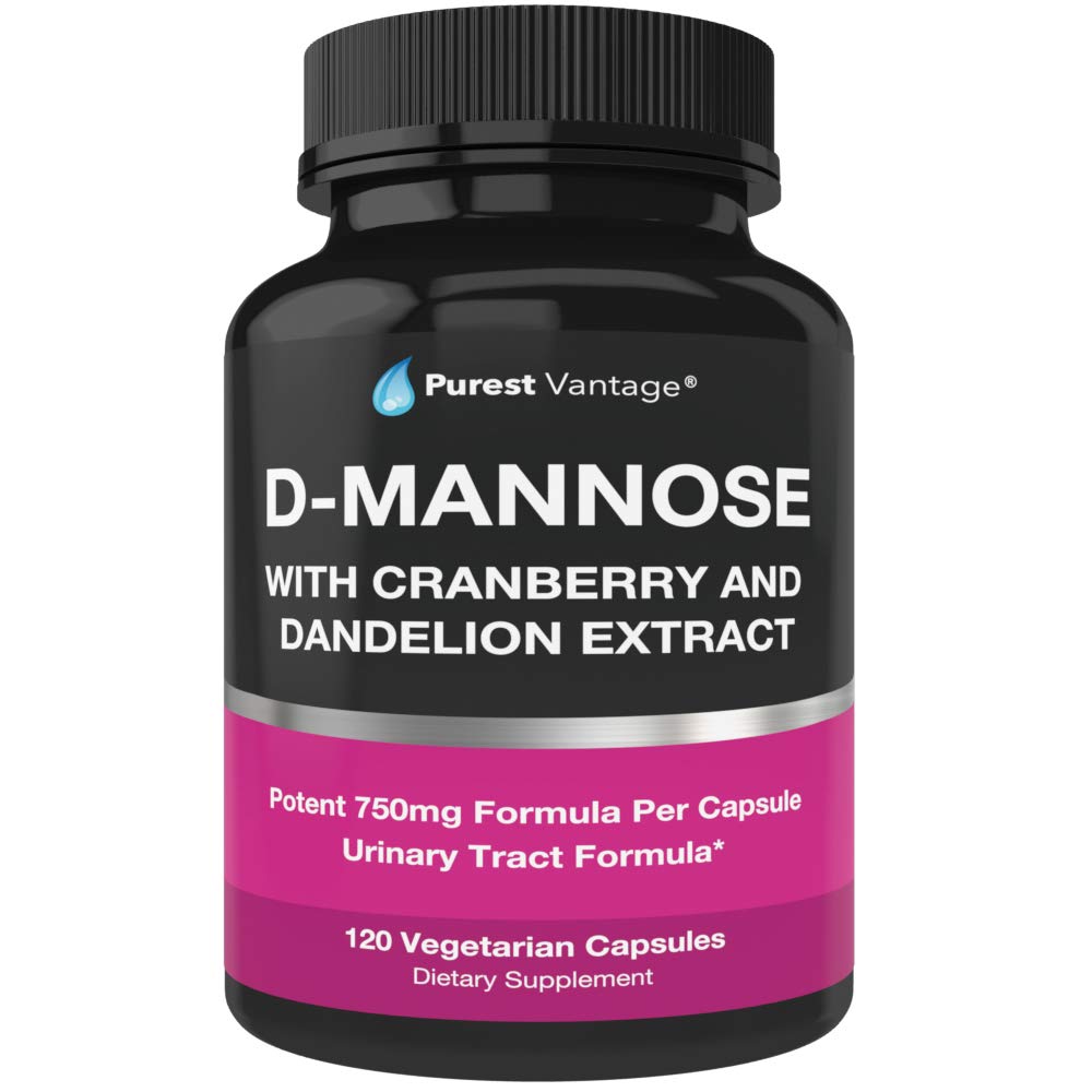 D Mannose Kapsule s 600mg D- Mannose Powder Per Cap - s pridanými brusnicami a púpava extrakt na pomoc v močovom mechúre, močových ciest a UTI podpora - 120 Veggie Caps