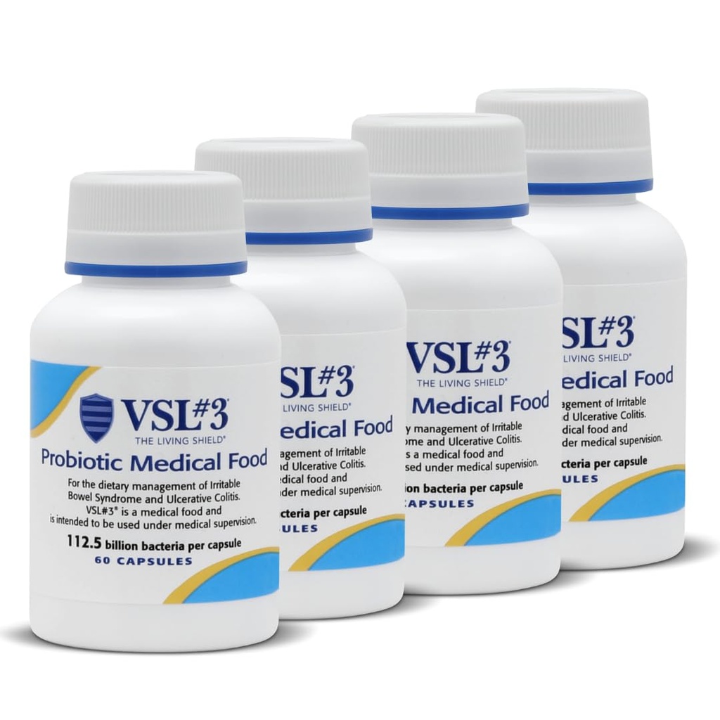 VSL #3® Probiotiká pre trávivé zdravie, IBS & UC symptómy - 112.5B CFU, vysoká potencionalita, multikmeň, živé, chladené probiotické, Medical Food for Gut Health Support in Men & Ženy, 240 Kapsule