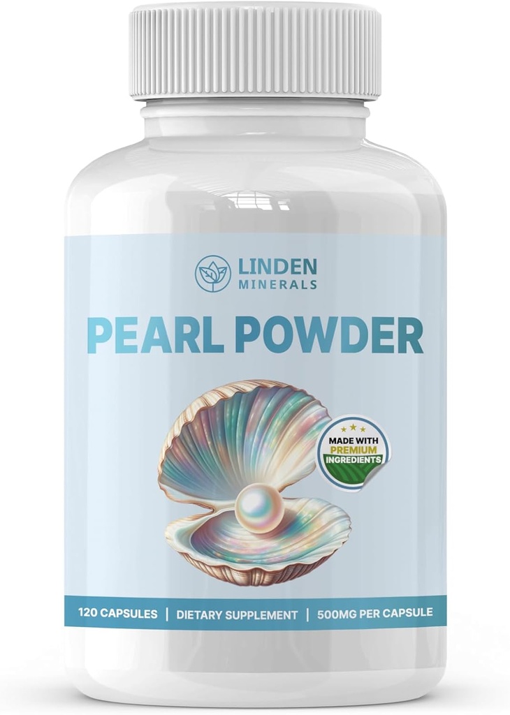 Pearl prášok Supplement 500mg, 120 Kapsule - Prírodný zdroj vápnika a aminokyselín, Anti-Aging Antioxidanty pre starostlivosť o pleť, non-GMO