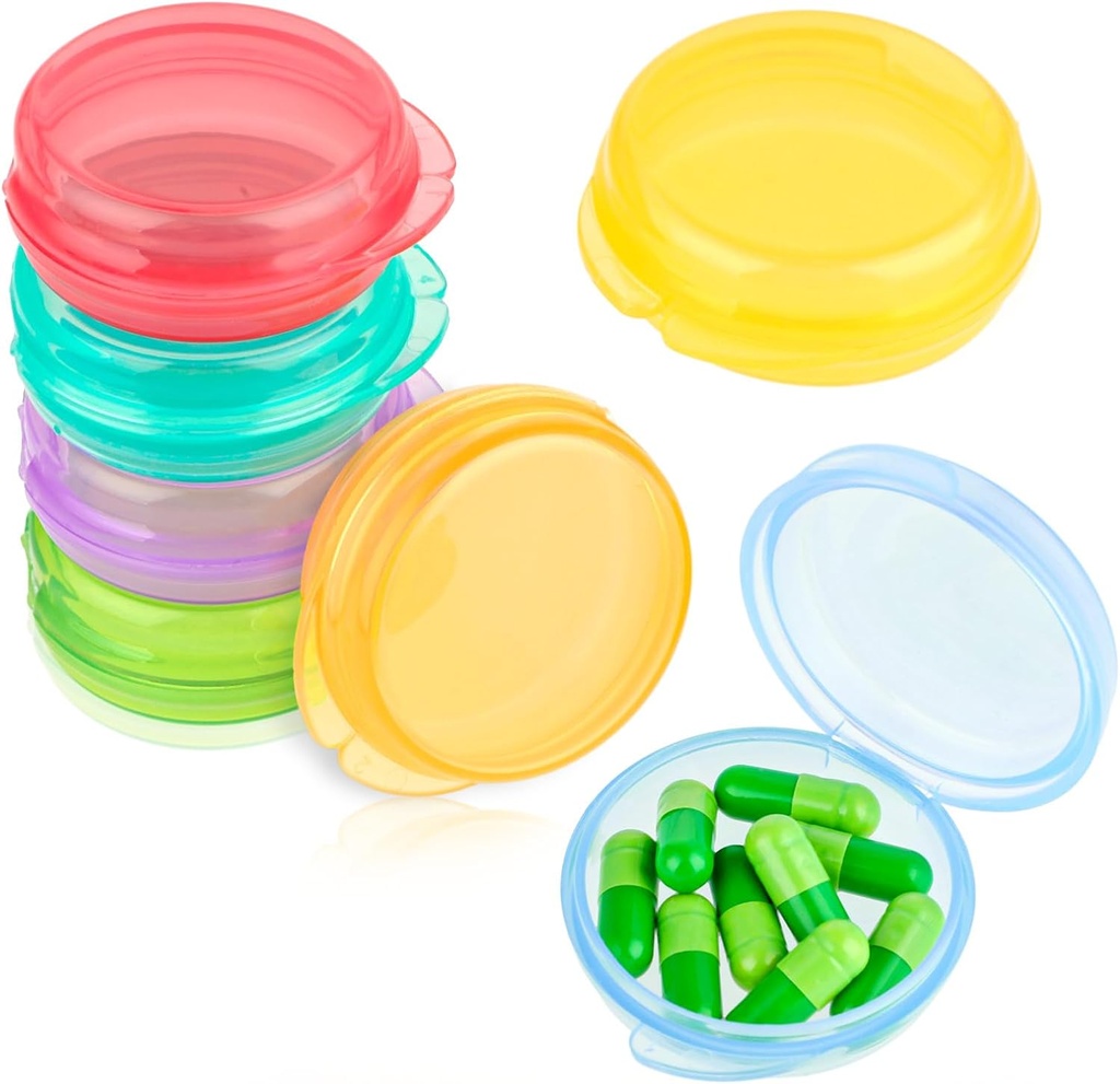 Amabro Small Pill Organizátor Box, 7 PCS Cestovné pilulky Prípady Prenosné Pill Container Daily Mini Pill Case Holder for Pocket Purse Pills Medicine Cod Liver Oil Storage Box Earplug Case