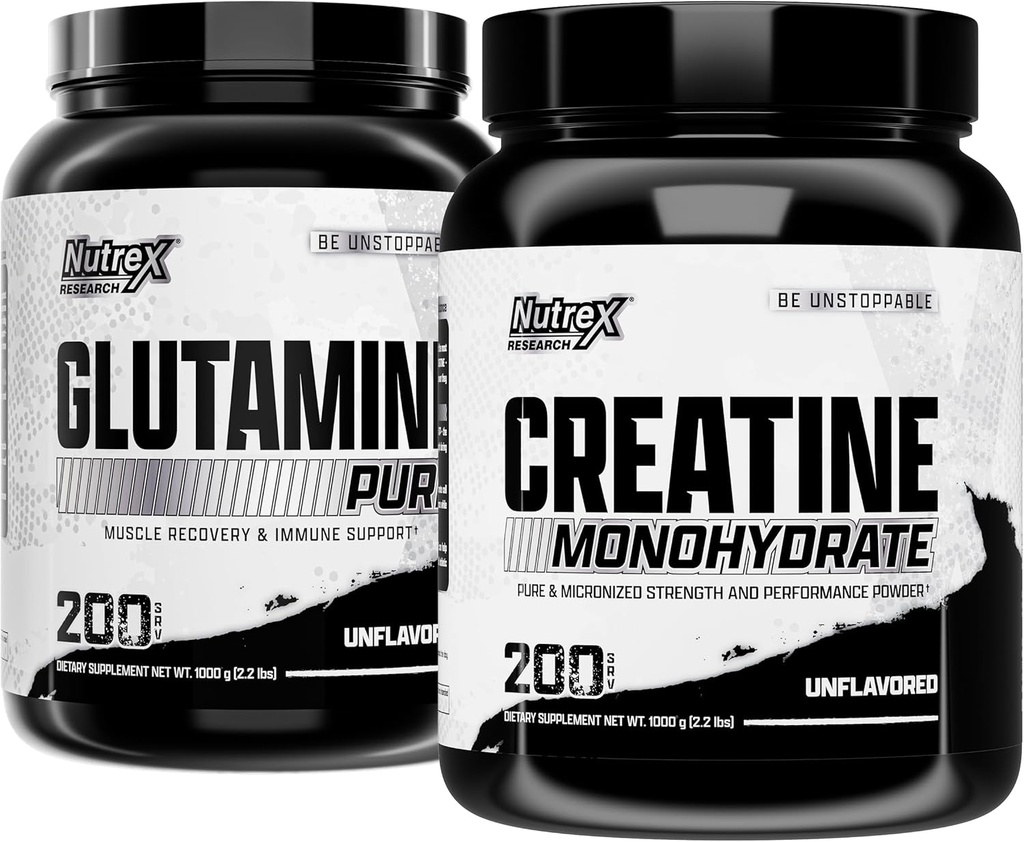 Nutrex výskum Kreatín Monohydrát Prášok 200 Serv & L Glutamín prášok 200 Serv Bundle