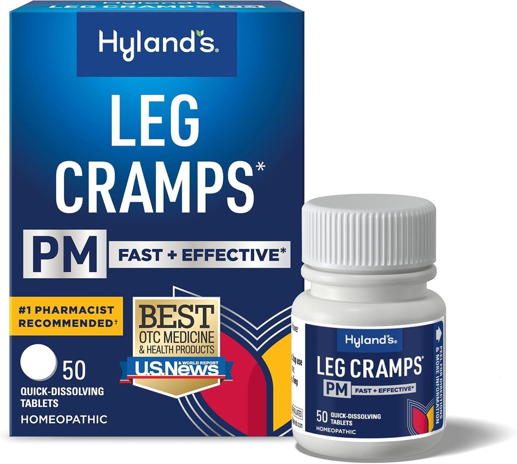 Hyland's Leg Cramps PM, Relief of Nighttime Leg, Calf, and Foot Cramps, 50 Quick-Disolving Tablets