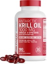 Bronson Antarktída Krill Oil 1000 mg s Omega-3s EPA, DHA, Astaxantín a fosfolipidy 180 Softgels