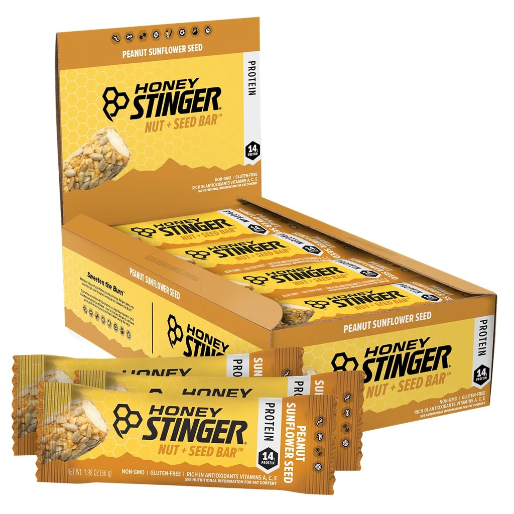 Med Stinger Nut + Seed Bar, Arašidové slnečnicové semeno, Bielkoviny balené jedlo pre cvičenie, vytrvalosť, Výkon a zotavenie, Športové Nutrition Snack Bar pre domáce & Gym, Post Cvičenie, Box 12