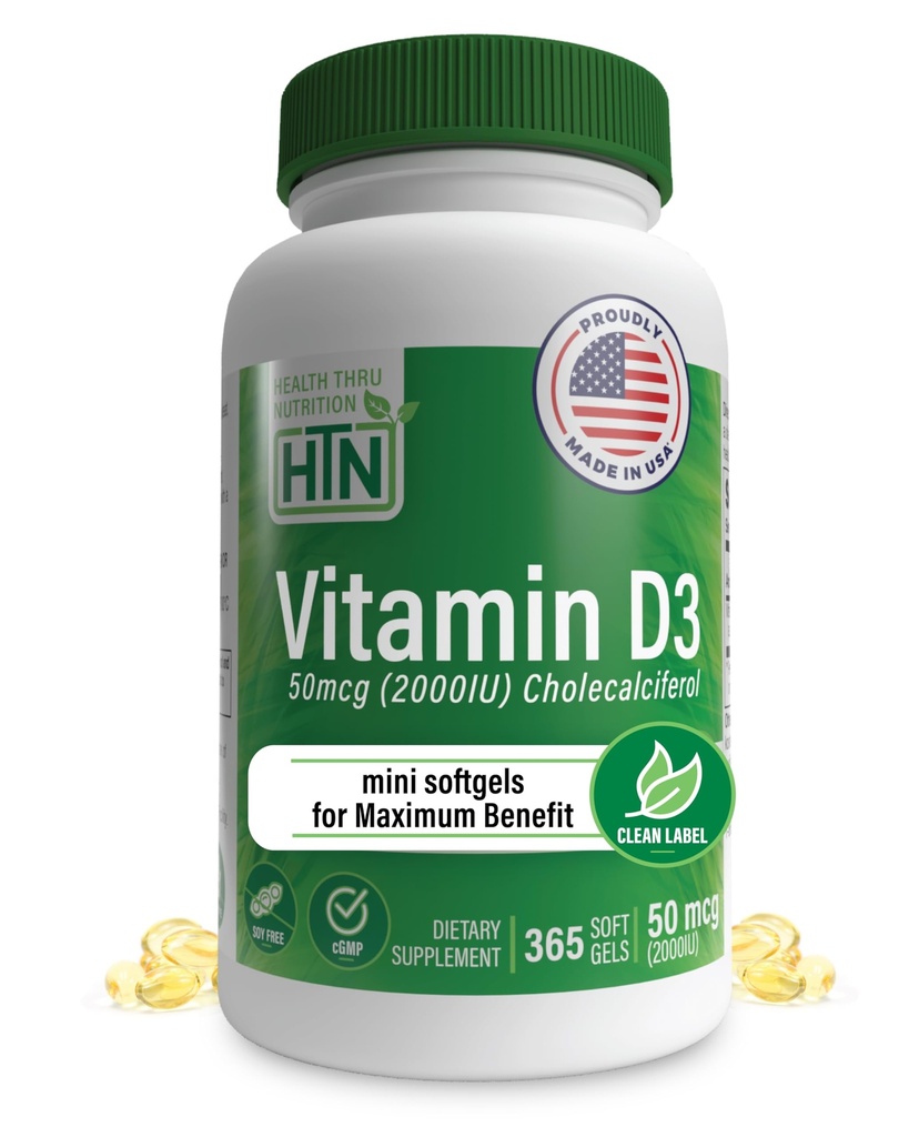 Zdravie Thru Nutrition Vitamín D3 2000iu 365 Mini Softgels pre maximálne výhody  Stupeň v EVOO