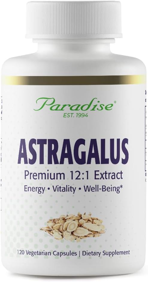 Paradise Herbs Astragalus Extract, Vegetariánske kapsule od Energy, Digestive & Immune Health, Non GMO, Gluten Free, 120 Kapsule