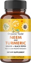 Organické Veda Neem & Turmeric Kapsule s zázvorom & Black Pepper - Neem Leaf, Turmerica, Ginger, Black Pepper Capsule Supplement - Vegan, Non-GMO - 120 Počet