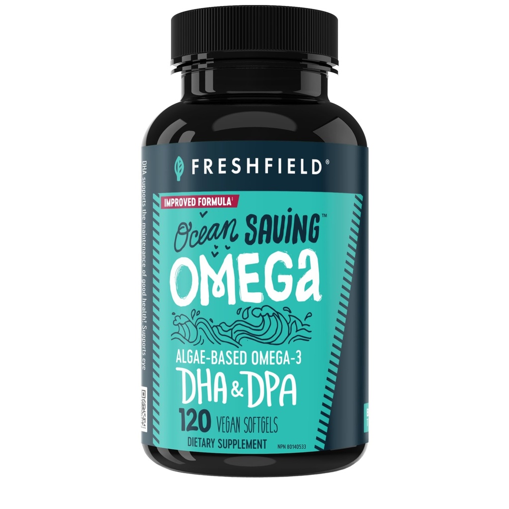 Ocean Saving Omega, Algae Omega 3, DHA Supplement, 4-Month Supply, Trvalo dostupné, Najvyššie hladiny DHA na kapsule (440 mg), w/DPA