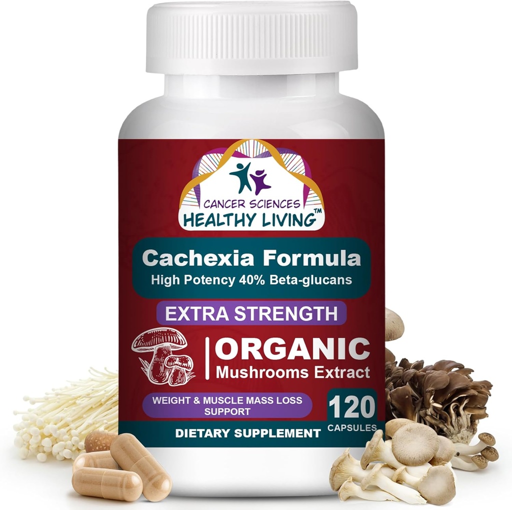 CANCER VEDY Cachexia Supplement, USDA Certified Organic Huby Extract Capsules, Extra Strength 1500 mg, High Potency 40% Beta-Glucans, Immune & Metabolic Support, Weight & Muscle Mass Support