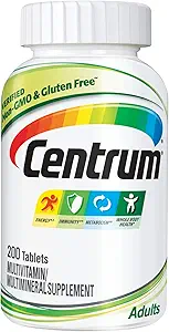 Centrum dospelých Multivitamín/Multimineral Supplement with Antioxidants, Zinok, Vitamín D3 a B Vitamíny, bez lepidla, non-GMO zložiek - 200 Počet