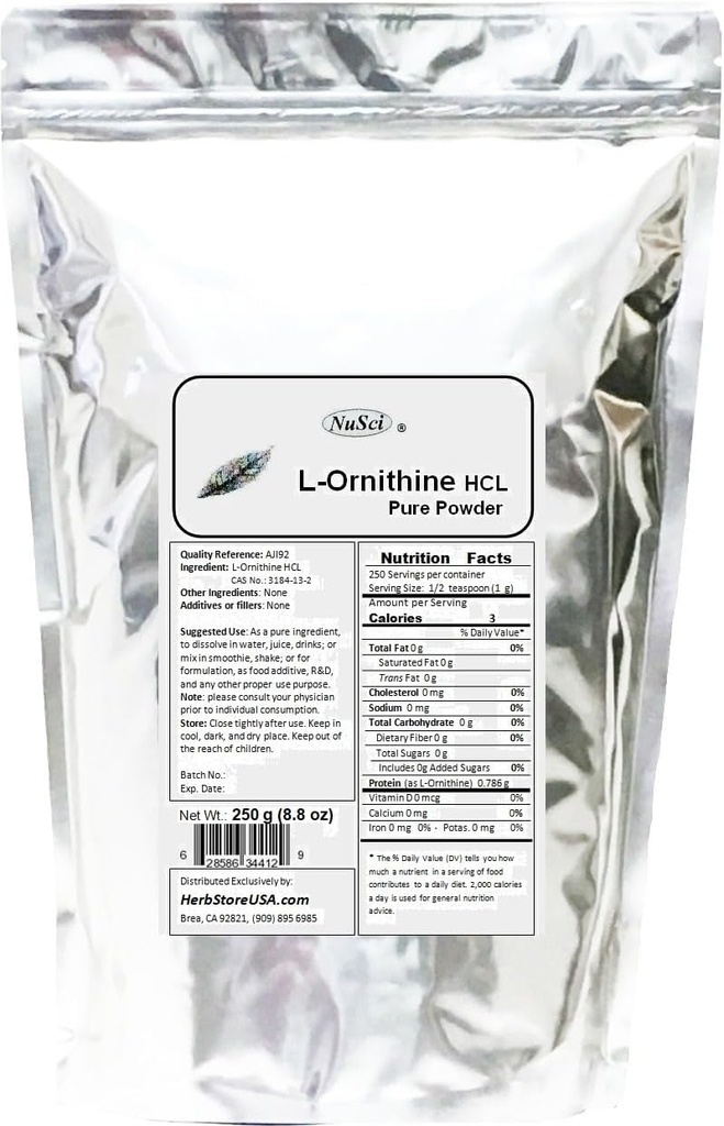 Čistý L-ornitín prášok 250g (8,8 oz) AJI kvalita