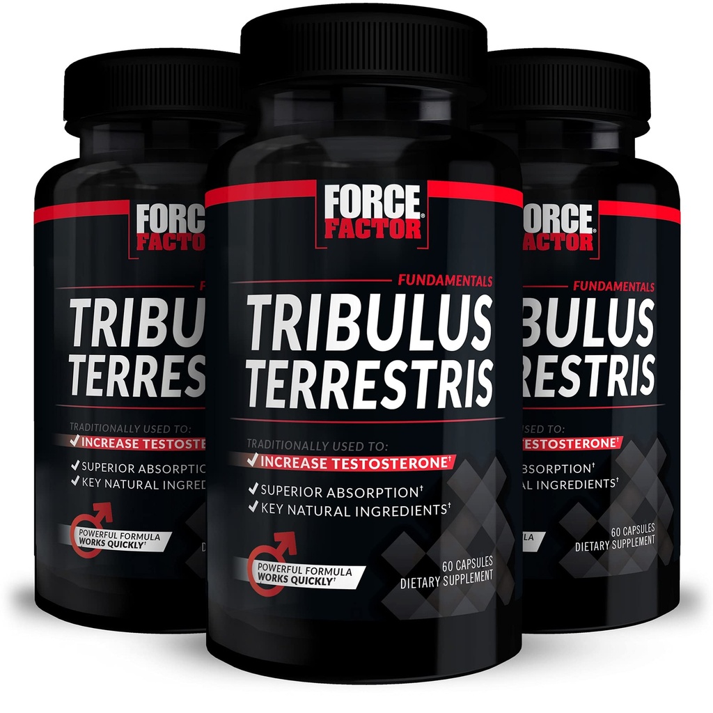 FORCE FACTOR Tribulus Terrestris pre mužov, 3-Pack, Tribulus Testosterón Booster pre mužov, mužská vitalita doplnok, Tribulus extrakt a prírodné zložky pre Superior Absorpcia, 1000 mg, 180 kapsúl