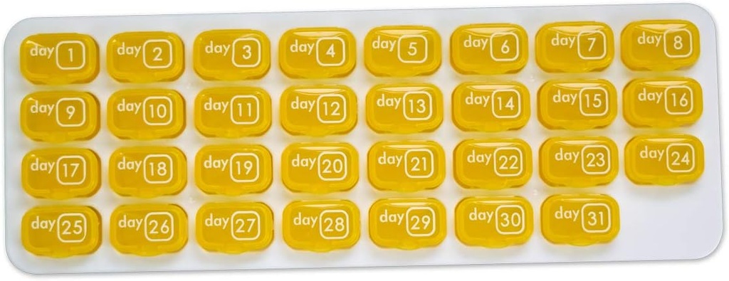 31 Denné mesačné pilulky Pod Organizátor pre jednoduché medikačné riadenie - Zostaňte na trati s denným vitamínom doplnok Med Boxy, pripravený na cestovanie - žltá