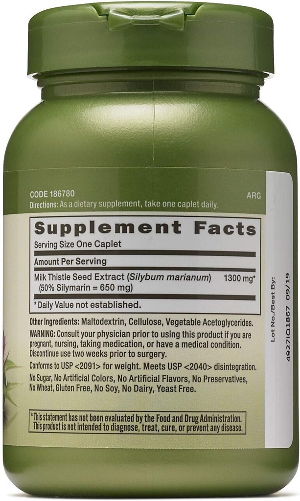 GNC bylinné Plus mlieko bodliak 1300mg, dvojbalenie, 60 Caplets Každý, podporuje zdravú pečeň