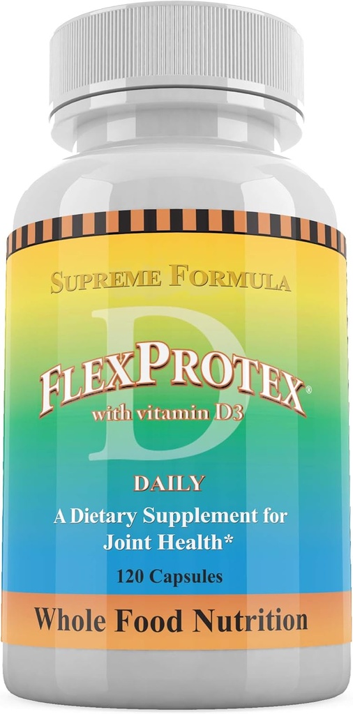 Denné zdravie, Flexprotex D 884mg Joint Muscle Support 120 Kapsule Natural Herbal Turmerica Chondroitín Glukozamín Yucca Boswellia Kyselina hyaluronová Ashwagandha D3 Magnézium (1 mesiac dodávky)