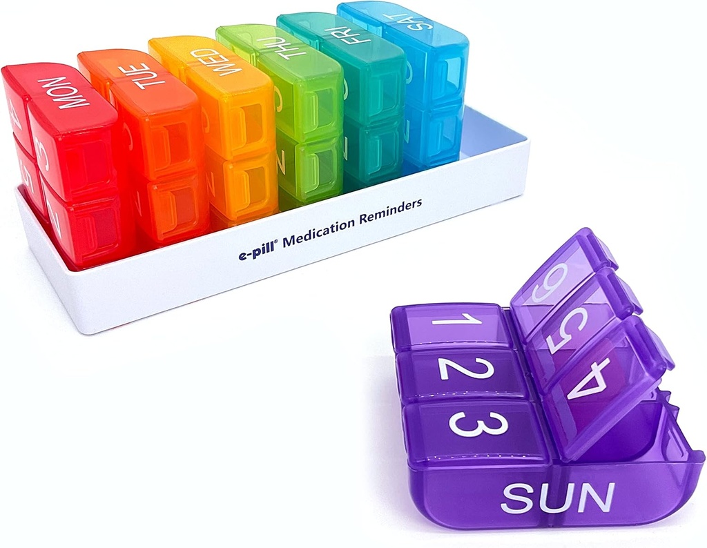 e-Pill 6 krát denne x 7 dní týždenne Organizátor tabletiek, vitamínov a liekov - multicolor