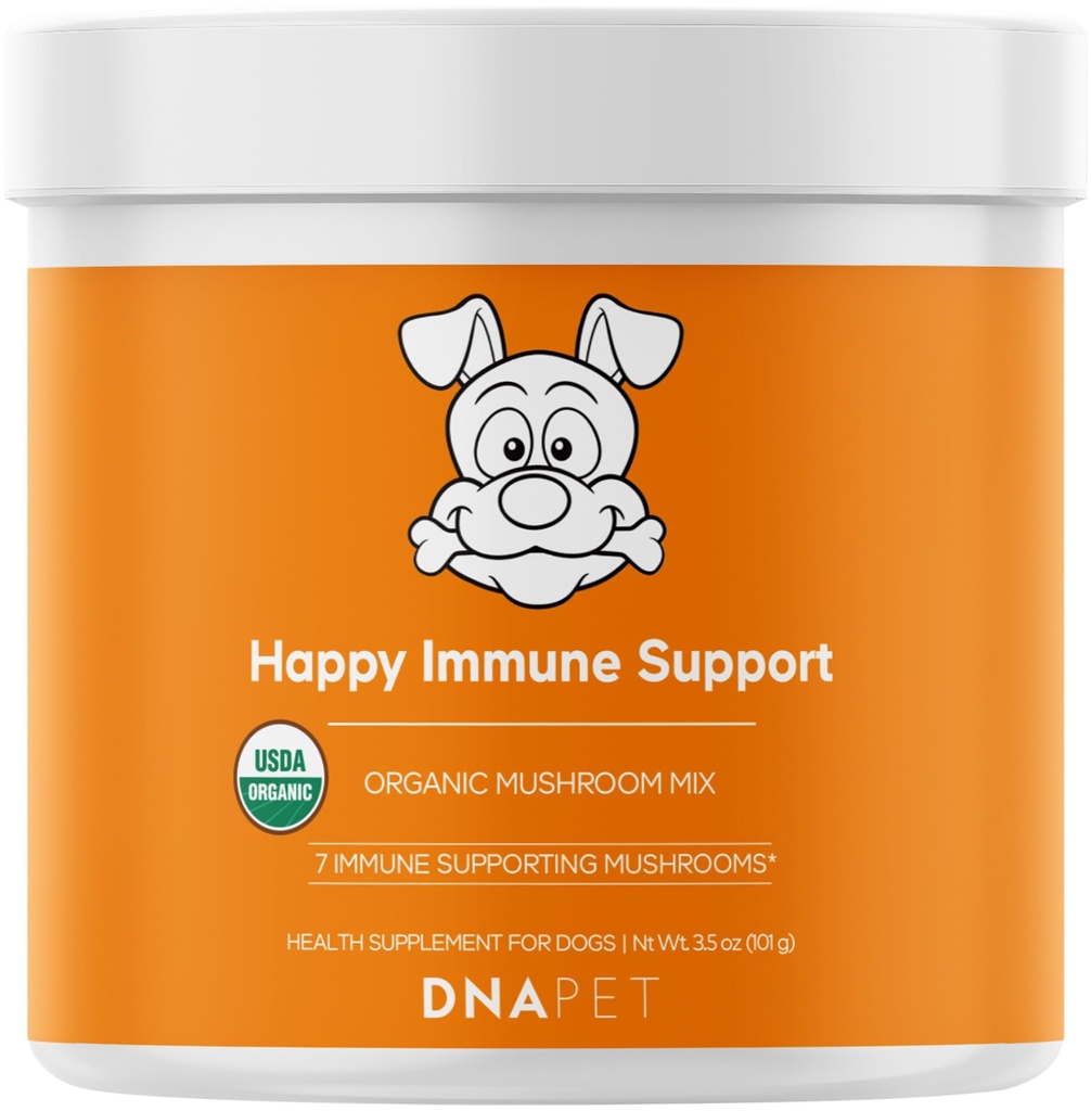 Happy Imunity USDA Certified Organic Mushrom Complex for Psy, Organic Cordyceps Shiitake Reishi, Vegan Mushrom Blend Powder Canine Supplement, Advanced Mushrom Mix, Non-GMO, 3.5 oz